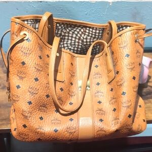 MCM Tan Leather Tote Bag